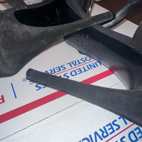 Giuseppe Zanotti Venere Gold Snake Embellished Suede Sandals Black 37.5 7.5 - Picture 10 of 10